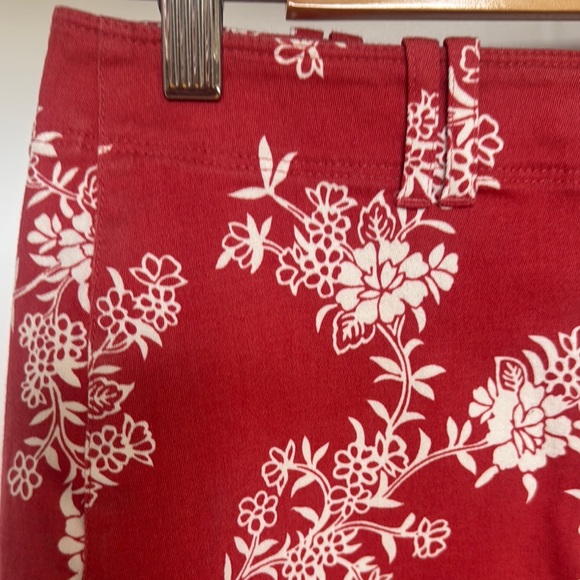 Loft floral red midi stretchy skirt - Picture 2 of 6